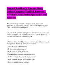 Guam Chauffeur's License Study Guide Complete Verified Answers | Verified Examination Ques