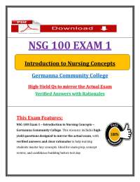 NSG 100 Exam 1 (PDF) | (2026) Nursing Concepts Questions | Germanna Review