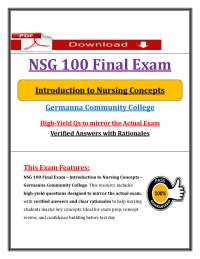 NSG 100 Final Exam (PDF) | (2026) Nursing Concepts Questions | Germanna Review