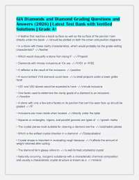 GIA Diamonds and Diamond Grading Questions and Answers (2026) | Latest Test Bank with Veri