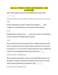 AFLAC ETHICS TEST-QUESTIONS AND ANSWERS