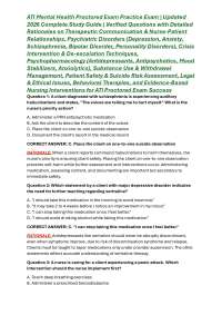 ATI Mental Health Proctored Exam 2026 Practice Questions & Rationales