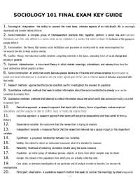SOCIOLOGY 101 FINAL EXAM KEY GUIDE