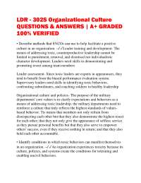 LDR - 302S Organizational Culture QUESTIONS & ANSWERS | A+ GRADED 100% VERIFIED