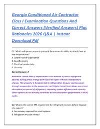 Georgia Conditioned Air Contractor Class I Examination Questions And Correct Answers