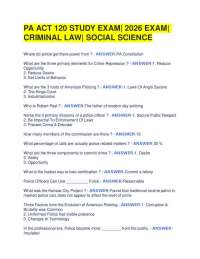 PA ACT 120 STUDY EXAM| 2026 EXAM| CRIMINAL LAW| SOCIAL SCIENCE