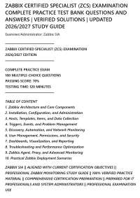 ZABBIX CERTIFIED SPECIALIST (ZCS) EXAMINATION COMPLETE PRACTICE TEST BANK QUESTIONS AND AN