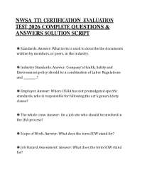 NWSA TT1 CERTIFICATION EVALUATION TEST 2026 COMPLETE QUESTIONS & ANSWERS SOLUTION SCRIPT