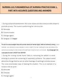 Nursing 101 Fundamentals of Nursing Practice Exam Questions and Answers | 2026 Nursing Exa