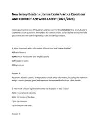 New Jersey Boater's License Exam Practice Questions AND CORRECT ANSWERS LATEST (2025/2026