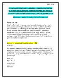 IRRIGATION TECHNOLOGY / LANDSCAPE MANAGEMENT ACTUAL EXAM