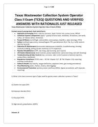 Texas Wastewater Collection System Operator Class II Exam (TCEQ) QUESTIONS AND VERIFIED AN