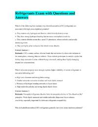 Refrigerants Exam with Questions and Answers