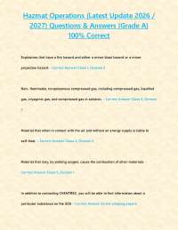 Hazmat Operations (Latest Update 2026 / 2027) Questions & Answers {Grade A} 100% Correct