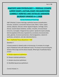 ANATOMY AND PHYSIOLOGY I – MODULE 2 EXAM|| LATEST EXAM || ACTUAL EXAM 150 QUESTIONS