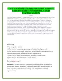 COGSCI 1B Final Exam Prep Document 2026/2027 |Cognitive Science Foundations, Human Cogni