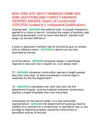 NEW YORK SITE SAFETY MANAGER EXAM (NYC DOB) QUESTIONS AND CORRECT ANSWERS (VERIFIED ANSWER