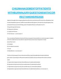 Chapter 62 Management of Patients with Burn Injury Questions and Answers 2026 Updated Nurs