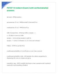 PSTAT 10 midterm Exam 2 with verified detailed answers