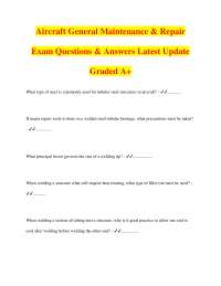 Aircraft General Maintenance & Repair Exam Questions & Answers Latest Update Graded A+