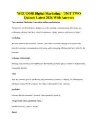 WGU D098 Digital Marketing - UNIT TWO Quizzes Latest 2026 With Answers