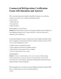 Commercial Refrigeration Certification Exam with Questions and Answers