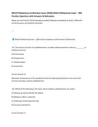 NHCO Phlebotomy Certification Exam (2026) NHCO Phlebotomy Exam – 200 Practice Questions w