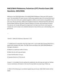 NHCO/NHA Phlebotomy Technician (CPT) Practice Exam (200 Questions, 2025/2026) Welcome to