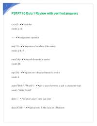 PSTAT 10 Quiz 1 Review with verified answers