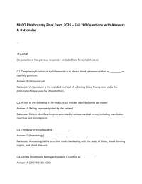 NHCO Phlebotomy Final Exam 2026 – Full 200 Questions with Answers & Rationales