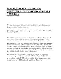 NVRA ACTUAL EXAM PAPER 2026 QUESTIONS WITH VERIFIED ANSWERS GRADED A+