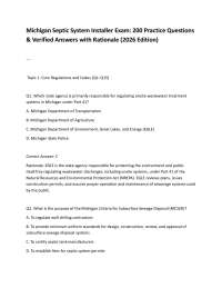 Michigan Septic System Installer Exam: 200 Practice Questions & Verified Answers with Rat