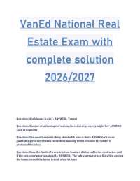 VanEd National Real Estate Exam Q&A 2026/2027 Study Guide