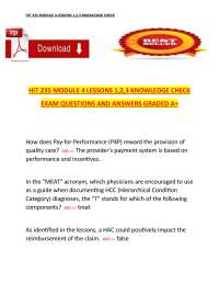 HIT 235 Module 4 Lessons 1, 2, and 3 Knowledge Check Questions and Answers – Comprehensive