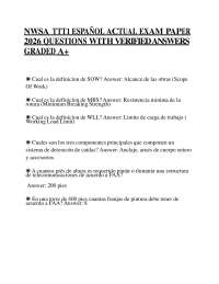 NWSA TTT1 ESPAÑOL ACTUAL EXAM PAPER 2026 QUESTIONS WITH VERIFIED ANSWERS GRADED A+