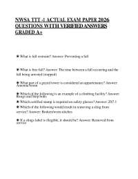 NWSA TTT -1 ACTUAL EXAM PAPER 2026 QUESTIONS WITH VERIFIED ANSWERS GRADED A+