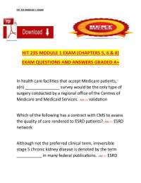 HIT 235 Module 1 Exam (Chapters 5, 6 & 8) Questions and Answers – Comprehensive Health Inf