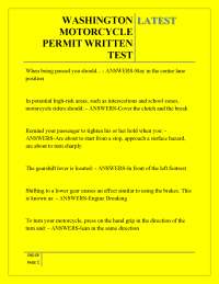 WASHINGTON MOTORCYCLE PERMIT WRITTEN TEST LATEST