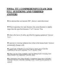 NWSA TTT -1 COMPREHENSIVE EXAM 2026 FULL QUESTIONS AND VERIFIED ANSWERS