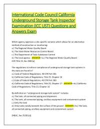 International Code Council California Underground Storage Tank Inspector Examination (IC
