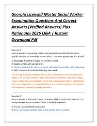 Georgia Licensed Master Social Worker Examination Questions And Correct Answers