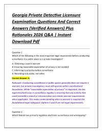 Georgia Private Detective Licensure Examination Questions And Correct Answers