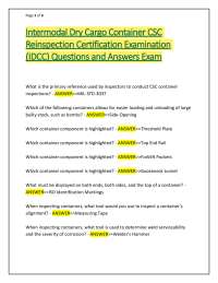 Intermodal Dry Cargo Container CSC Reinspection Certification Examination (IDCC) Questio