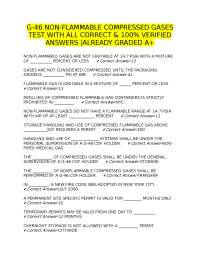 G-46 NON-FLAMMABLE COMPRESSED GASES TEST WITH ALL CORRECT & 100% VERIFIED ANSWERS |ALREADY