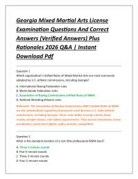 Georgia Mixed Martial Arts License Examination Questions And Correct Answers
