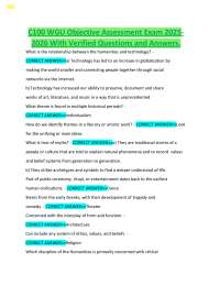 C100 WGU Objective Assessment Exam 2025 2026 With Verified Questions and Answers