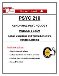 PSYC 210 Abnormal Psychology Module 3 Exam (PDF) | (2026/2027) Psychology Questions