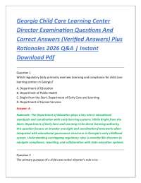 Georgia Child Care Learning Center Director Examination Questions And Correct Answers