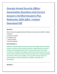 Georgia Armed Security Officer Examination Questions And Correct Answers