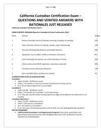 California Custodian Certification Exam – QUESTIONS AND VERIFIED ANSWERS WITH RATIONALES J